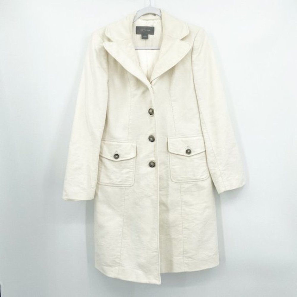 Ann Taylor Ivory 100% Cotton Lined Coat